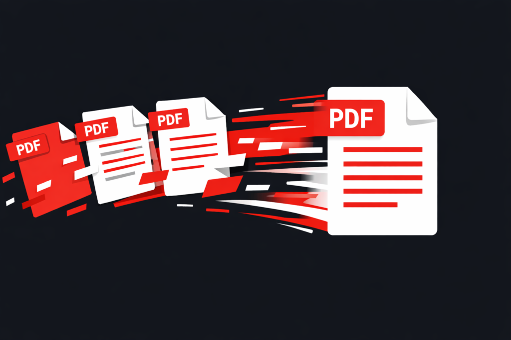 Multiple PDF files combining into one document using a free online PDF merge tool