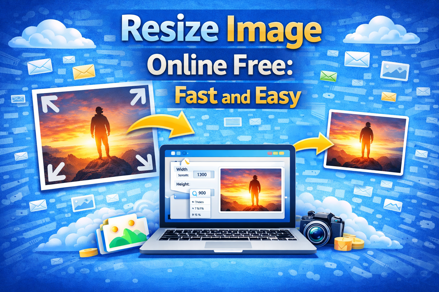 Resize image online free and change any photo to exact pixel dimensions instantly.
